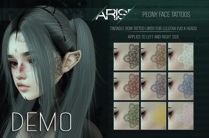 .ARISE. Peony Face Tattoos DEMO