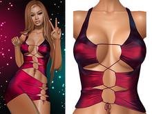 Gia Laced Up Tank 2.0 [Holo Cherry Red Wine]  - Maitreya Lara • LaraX • Petite • PetiteX • Legacy • Reborn Clothing