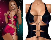 Gia Laced Up Tank 2.0 [Holo Black]  - Maitreya Lara • LaraX • Petite • PetiteX • Legacy • Reborn Clothing