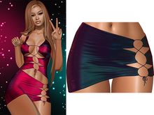 Gia Laced Up Skirt 2.0 [Holo Oilspill]  - Maitreya Lara • LaraX • Petite • PetiteX • Legacy • Reborn Clothing