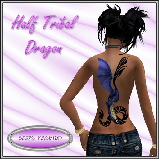 !!Sap's Fashion:Purple Half Tribal Dragon (Back)