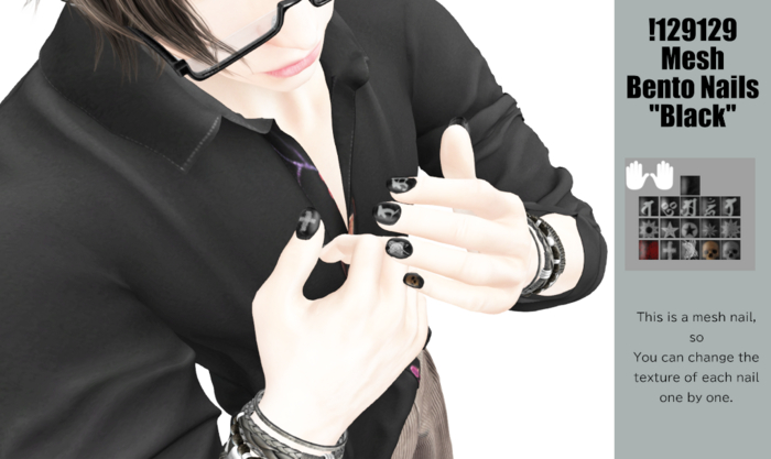 !129129**Mesh Bento Nails "Black"