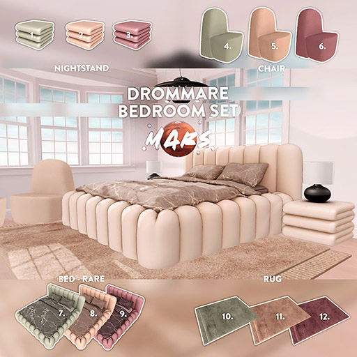 3. .Mars. - Drommare Set - Nightstand - Maroon