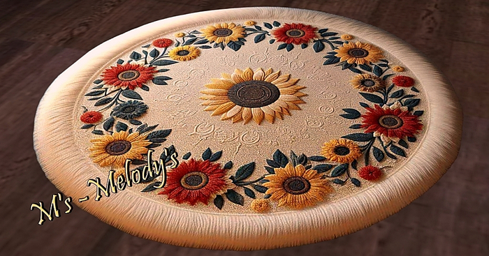 M's - Round Carpet/rug/ - "Floralis Circlet"