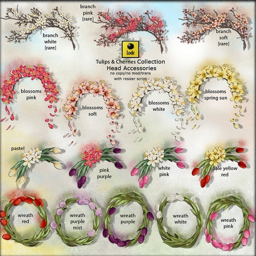 *LODE* Head Accessory - Tulips & Cherries Blossoms [spring sun]