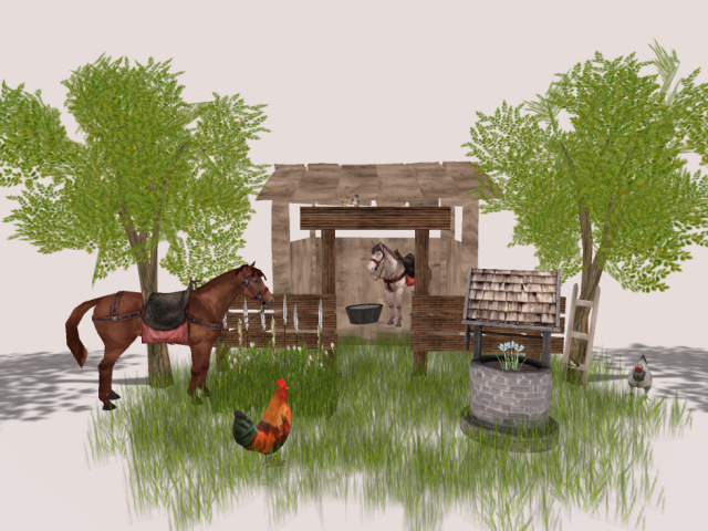 Little Garden with Two Horses