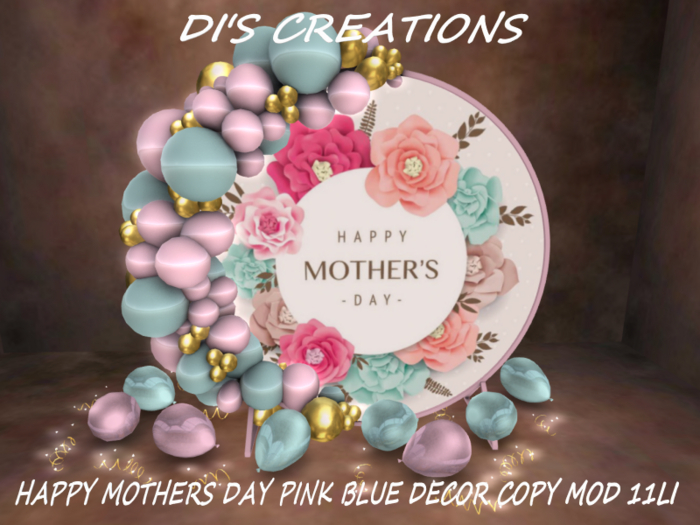 HAPPY MOTHERS DAY PINK BLUE DECOR
