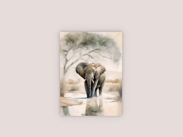 Frame Elephant with Tree