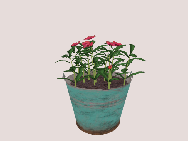 Green Bucket With Mesh plant