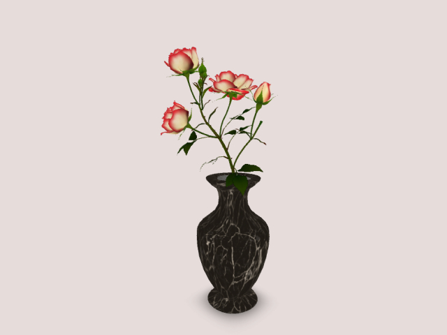 Red*White Rose In Vase:)))
