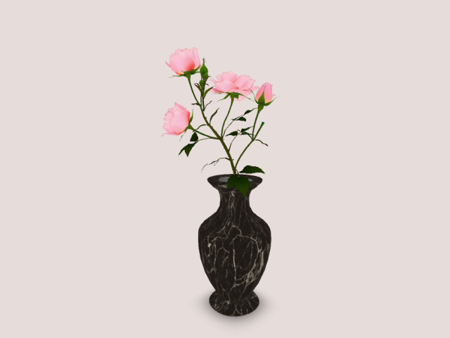 Pink Rose In Vase:)))