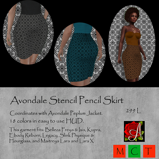 Avondale Stencil Pencil Skirt CS1