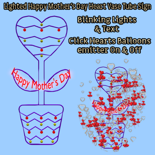 G * Lighted Happy Mother's Day Heart Vase Tube Sign