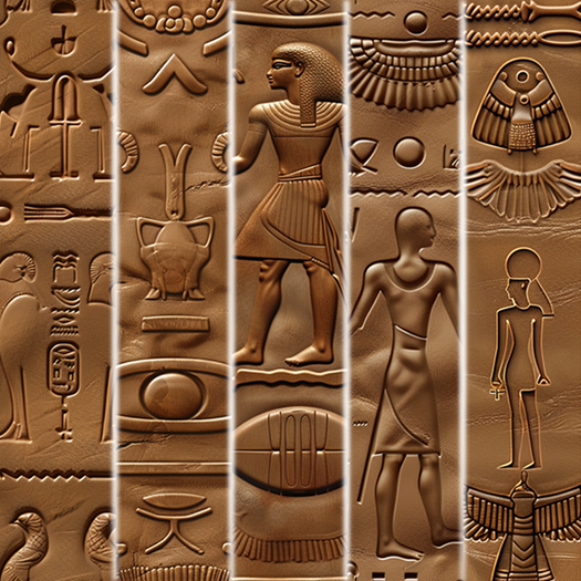 5pc 3D Leather with ancient hieroglyphs seamless  *Full Perm*
