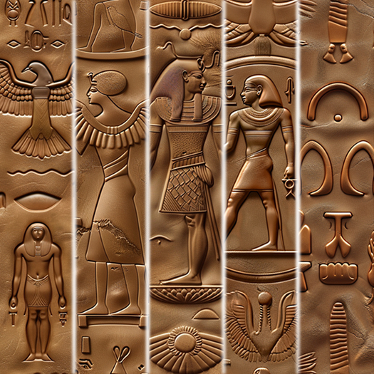 5pc 3D Leather with ancient hieroglyphs seamless  *Full Perm*