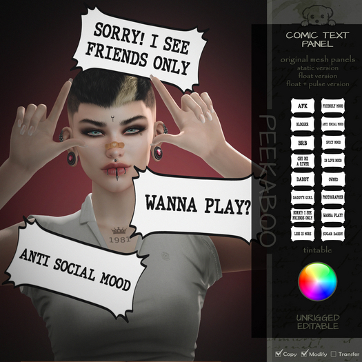 Peekaboo - Comic Text Panels