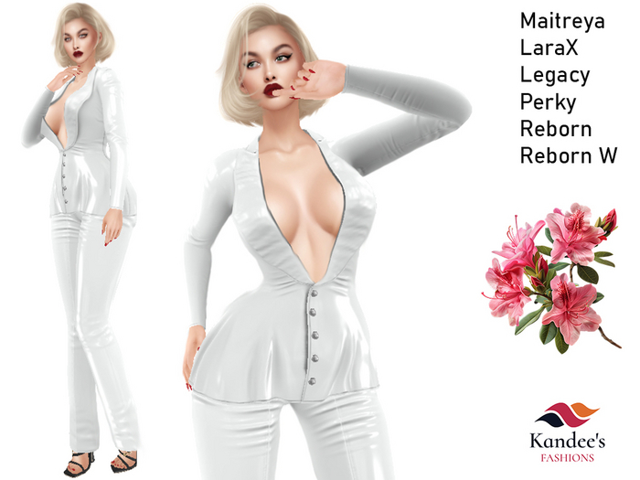 White Latex Jacket & Pants Outfit