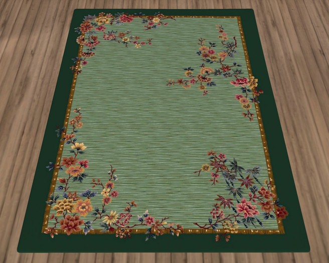 Green Floral Rug