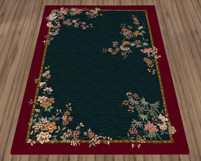 Peacock & Scarlet Floral Rug