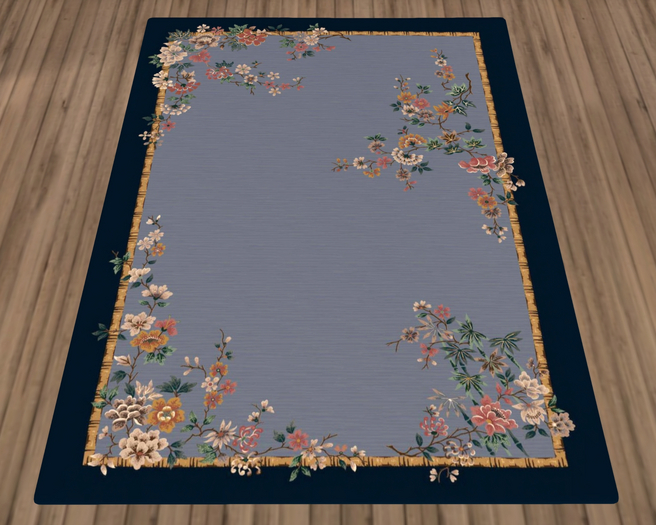 Cloudy Blue Floral Rug