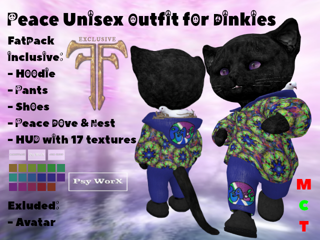 >Psy WorX< Peace Unisex Outfit Dinkies FATPACK