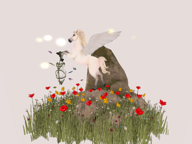 WHITE UNICORN WITH PLANTS