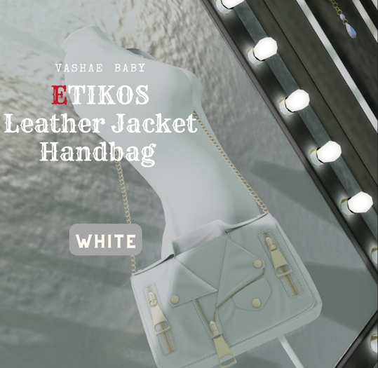 V.BETIKOS Leather Jacket Handbag/WHITE
