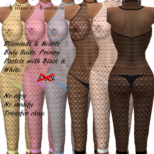 Diamonds & Hearts Body Suits, Pastel Primary