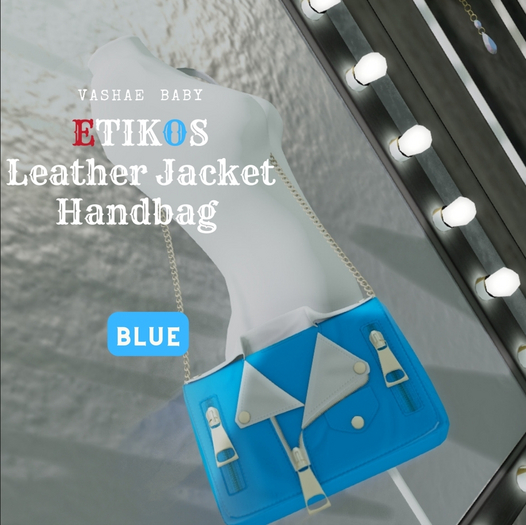 V.BETIKOS Leather Jacket Handbag/BLUE