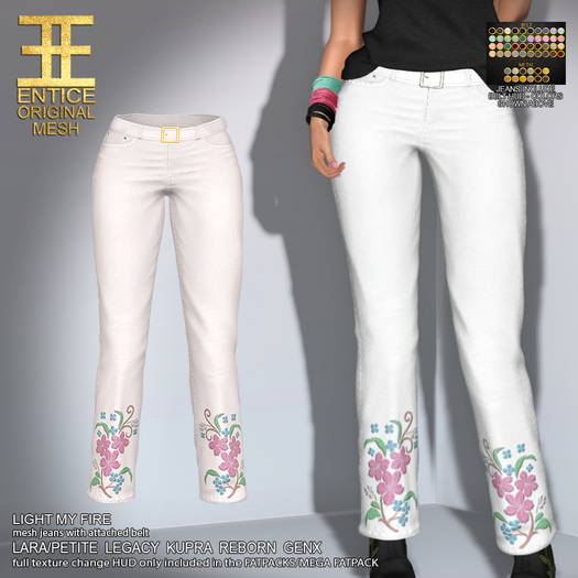 Entice - Light My Fire Jeans - Floral - White