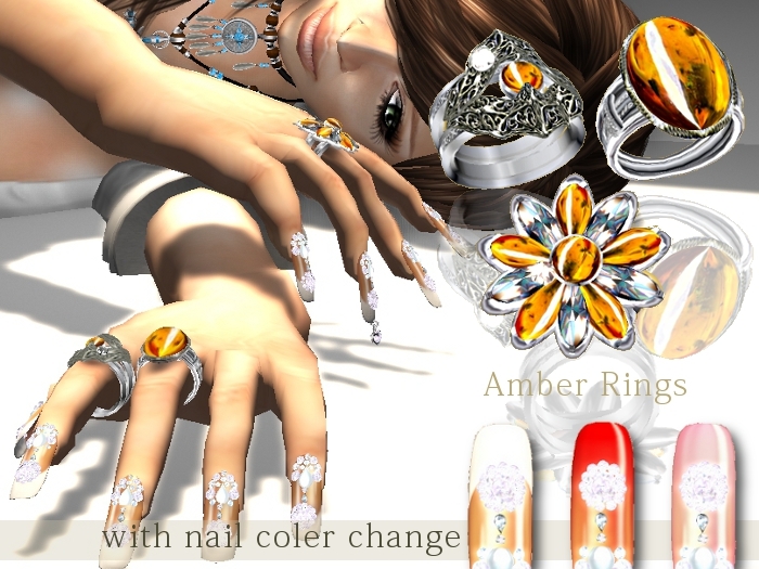 *:..Silvery K.:*Prim Nail with Rings(Amber)