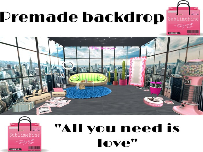 SF- All you need is love- Premade Backdrop