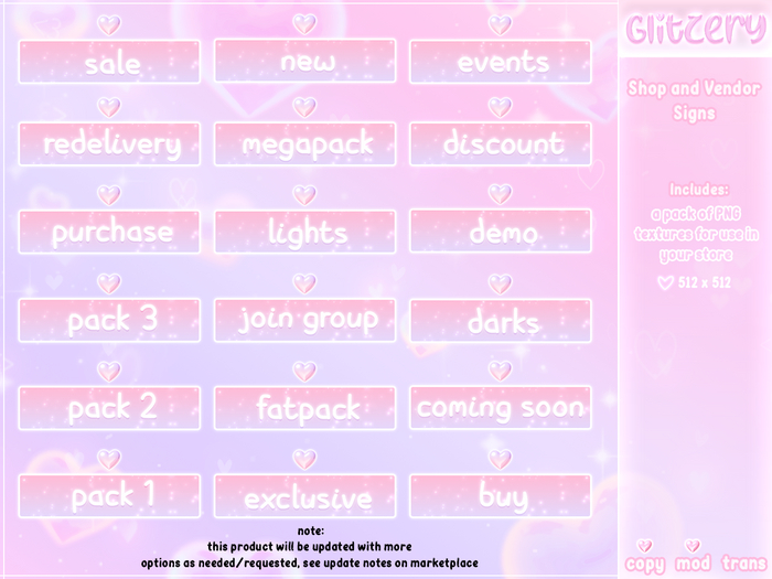 Glitzery ~ Vendor Sign Pack