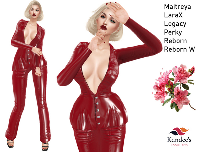 Red Latex Jacket & Pants Outfit