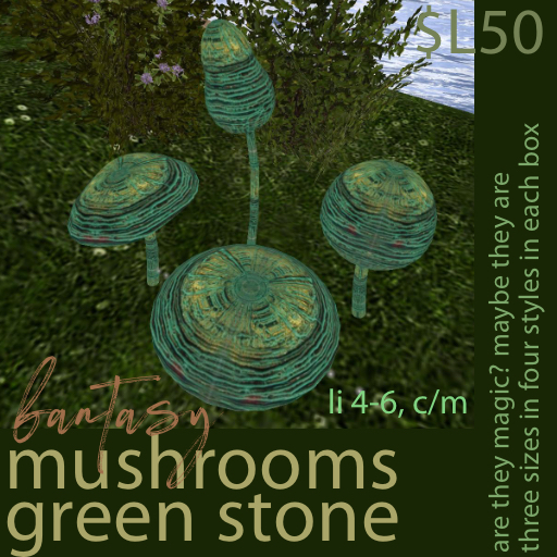 mushrooms - green stone fantasy