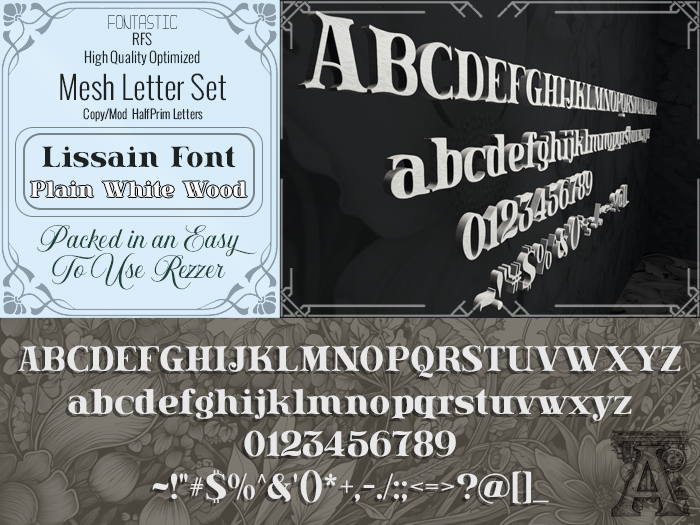 Fontastic | RFS - 3D Mesh Letters - Lissain - Plain Black & White Painted Wood