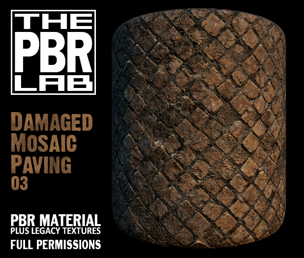 The PBR Lab - Damaged Mosaic Paving 03 - PBR Material & 3D Textures