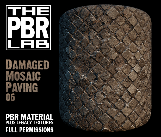 The PBR Lab - Damaged Mosaic Paving 05 - PBR Material & 3D Textures