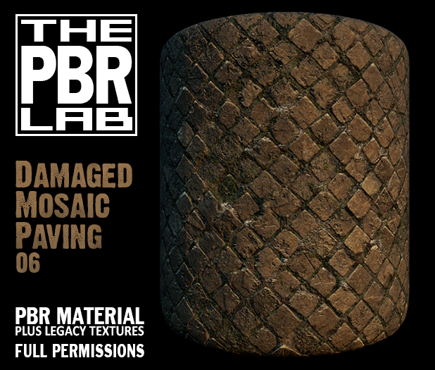 The PBR Lab - Damaged Mosaic Paving 06 - PBR Material & 3D Textures