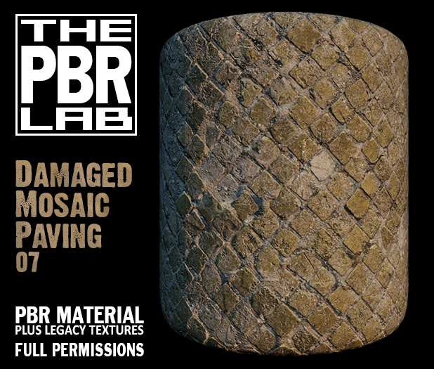 The PBR Lab - Damaged Mosaic Paving 07 - PBR Material & 3D Textures