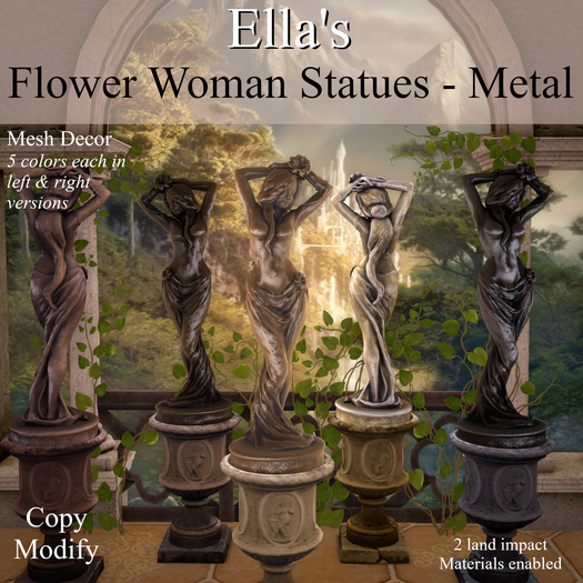 Ella's Flower Woman Statues - Metal