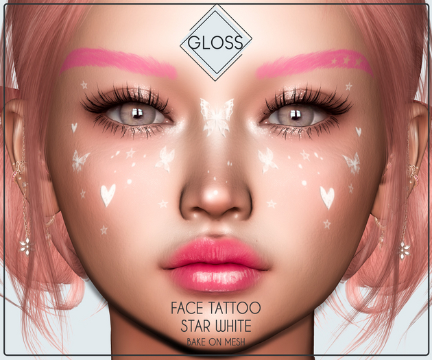 *Gloss* Face Tattoo Star - White