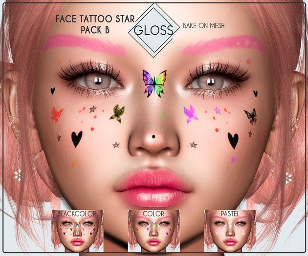 *Gloss* Face Tattoo Star - Pack B