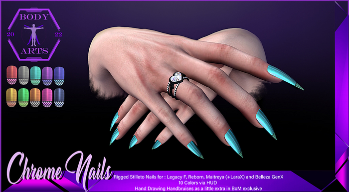 BodyArts - Chrome Stilleto Nails
