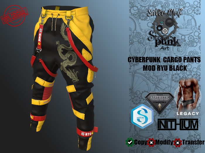 SW - Cyberpunk Cargo Pants Ryu for Male Black (Box)