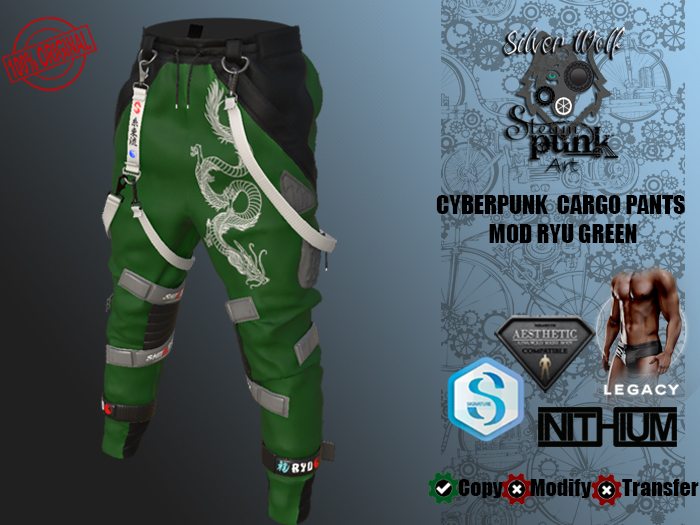 SW - Cyberpunk Cargo Pants Ryu for Male Green (Box)