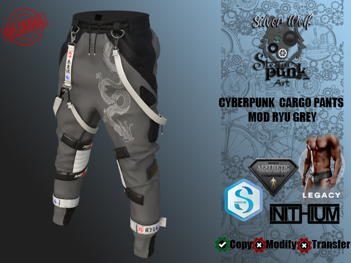 SW - Cyberpunk Cargo Pants Ryu for Male Grey (Box)