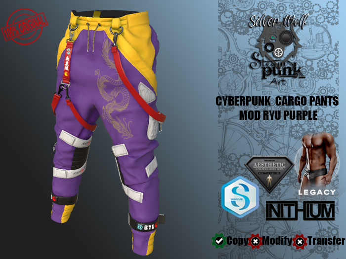 SW - Cyberpunk Cargo Pants Ryu for Male Purple (Box)