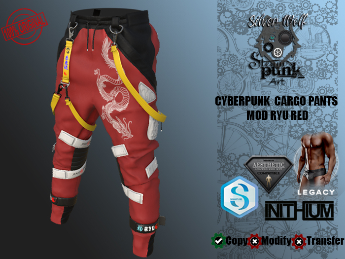 SW - Cyberpunk Cargo Pants Ryu for Male Red (Box)