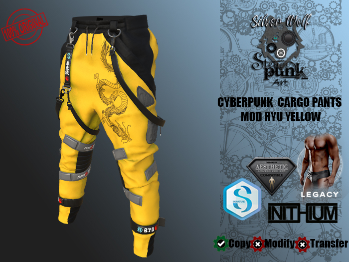 SW - Cyberpunk Cargo Pants Ryu for Male Yellow (Box)